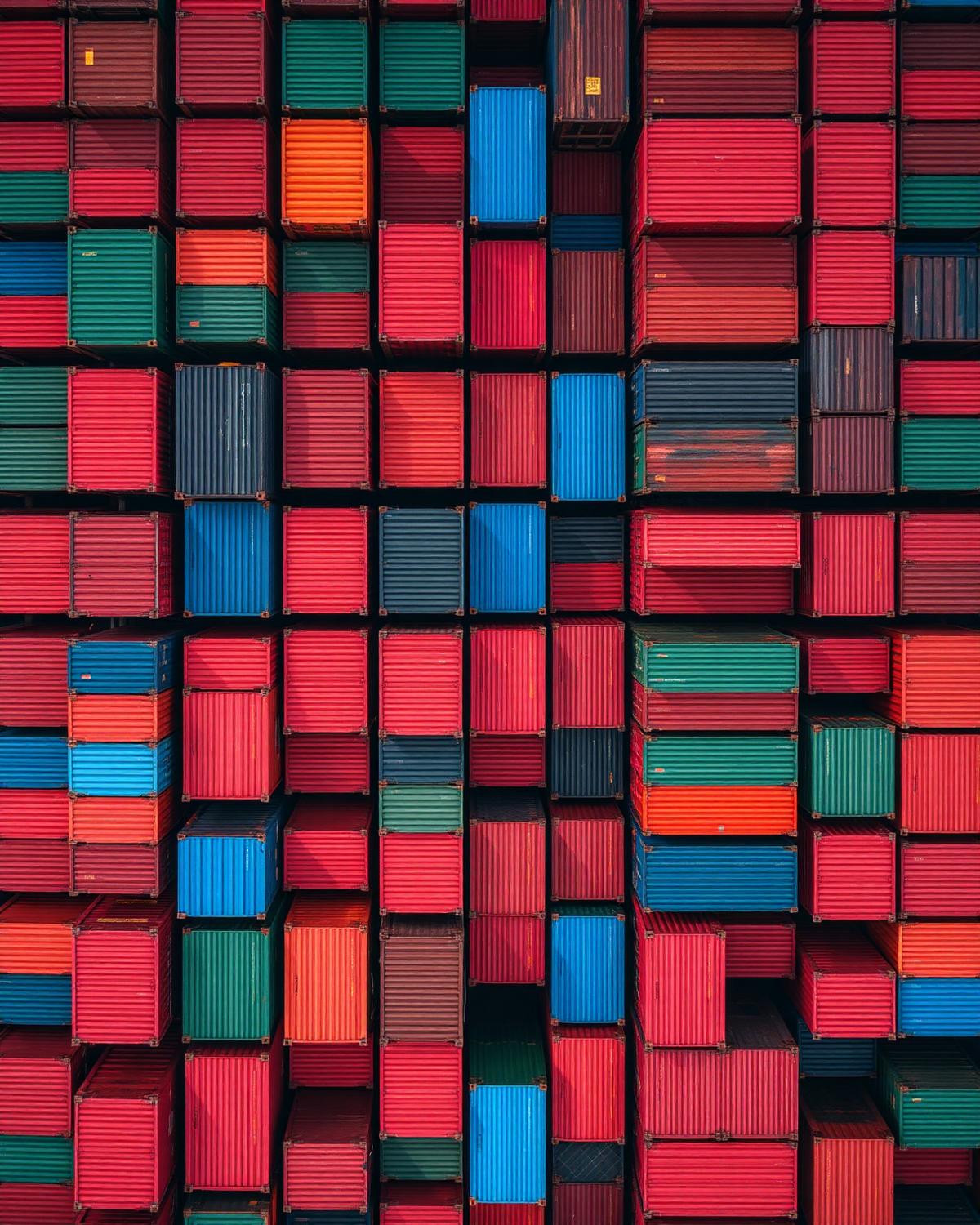 Stacked shipping containers